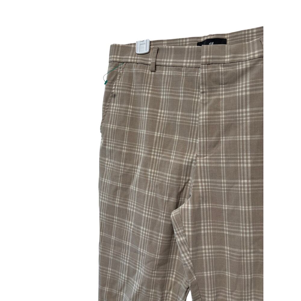 H&M Skinny Fit Plaid Pants US 30 Brown White - Picture 7 of 10